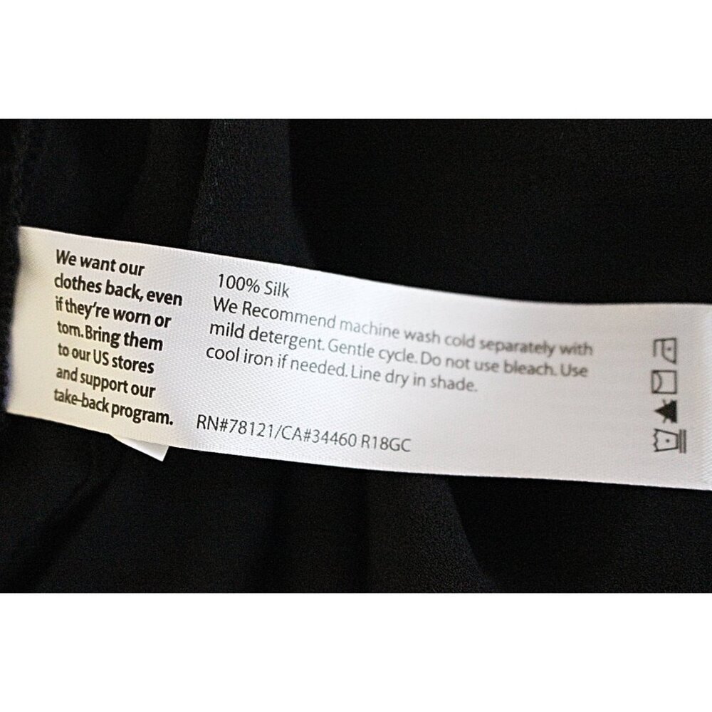 New w/Tags- Eileen Fisher Silk Georgette Crepe Wide Leg Sarong Pants, Black, XL - Picture 7 of 12